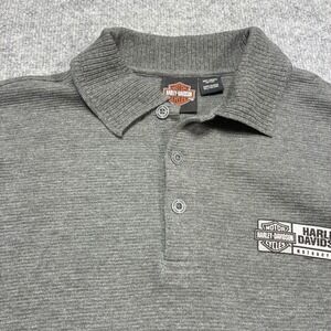 Harley-Davidson Polo Shirt Mens L Gray Savannah GA Cotton Short Sleeve‎